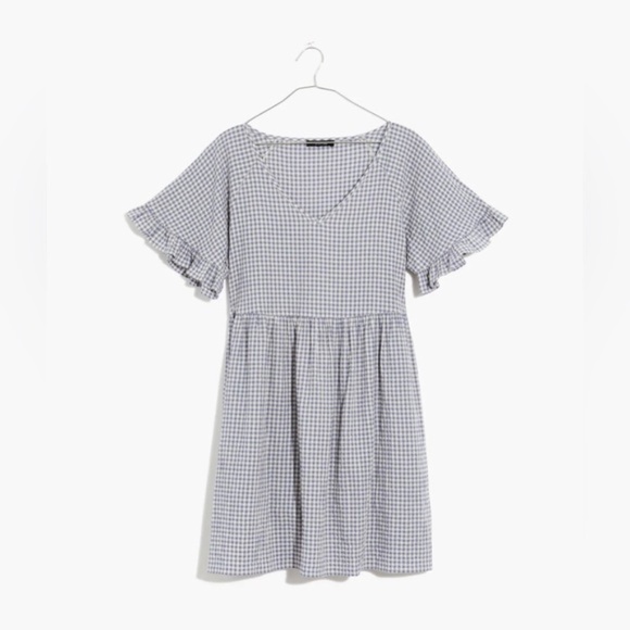 Madewell  Ruffle-Sleeve Babydoll Dress in Seersucker Gingham - Picture 9 of 9